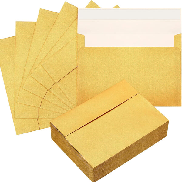 Yahenda 300 Pack A7 Gold Envelopes Bulk Self Adhesive Kraft Paper for Christmas Valentine Wedding Birthday Party
