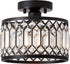 Pevfah Crystal Black Ceiling Light, Modern Semi Flush Mount Ceiling Lighting Fixture,