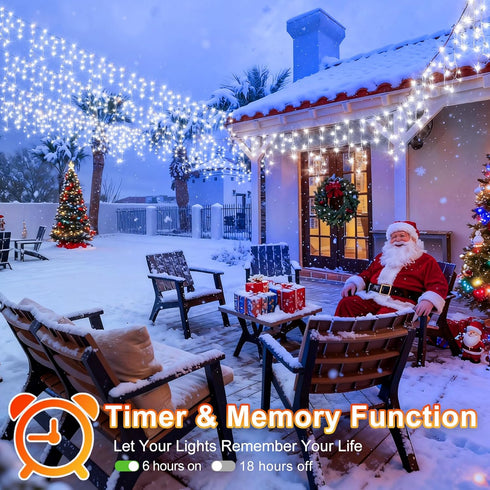 400 33ft 8 75 KNONEW Christmas Lights Outdoor Decorations LED Modes Curtain Fairy String Light with Drops, Clear Wire