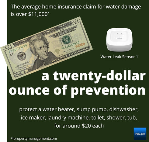 YoLink Water Leak Detector, Wireless Smart Water Leak Sensor, Alexa, IFTTT, Hub Required