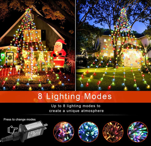 320 8 12" PUHONG Christmas Lights, Decorations Star Lights, LED Christmas Tree Lights Outdoor, Outdoor String Lights