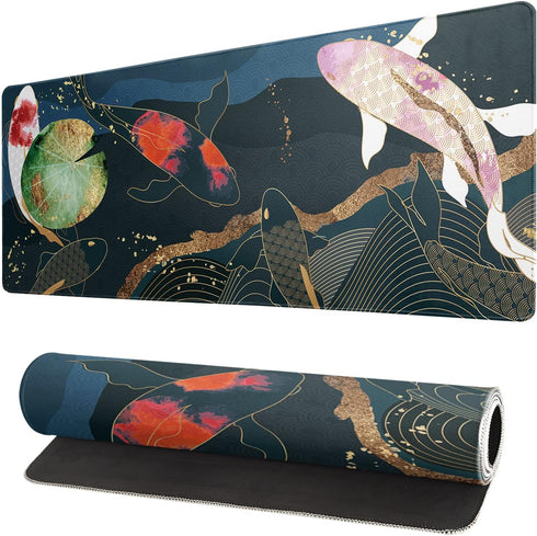 Japanese Gaming Mouse Pad XL - Extended Large Desk Mat, Stitched Edges Mousepad, 3mm Thick Non-Slip Rubber Base