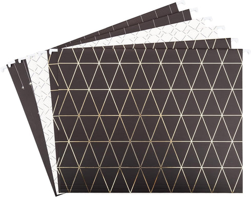 U Brands Classic Hanging File Folders Set, Office Supplies, Black, Gold and White, FSC Certified, 6 Count