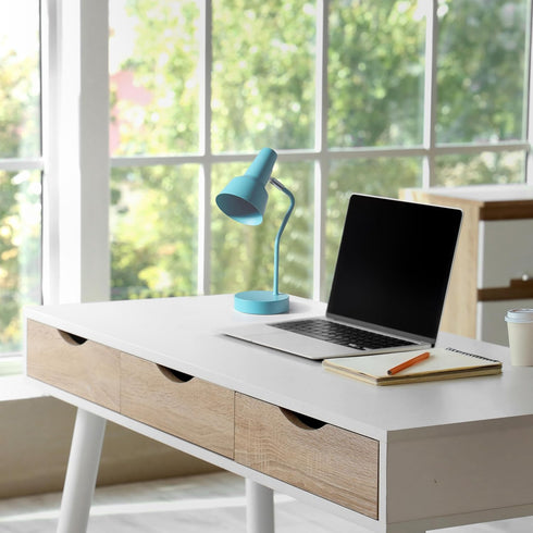 LD1078-CYN 15.2" Simple Designs Sleek Essentials Metal Cone Shade Desk Lamp with Adjustable Shade, for Office, Desk