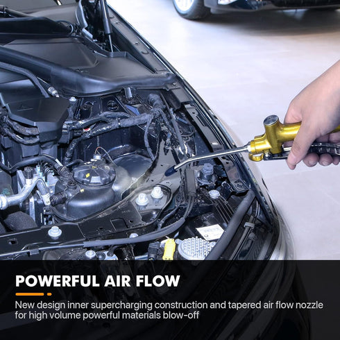 High Volume Industrial Air Blow Gun with Rubber Guard and Air Flow Nozzle, Pneumatic Dust Cleaning Tool