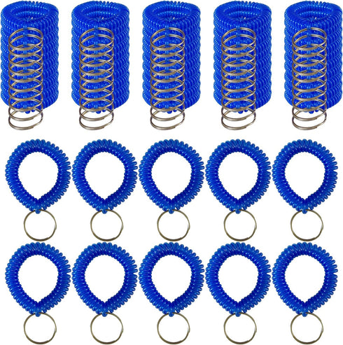 Pack of 60 Colorful Wrist Coil Keychain Wristband, Spiral Key Ring Bracelet Key Holder for Pool Gym ID Badge