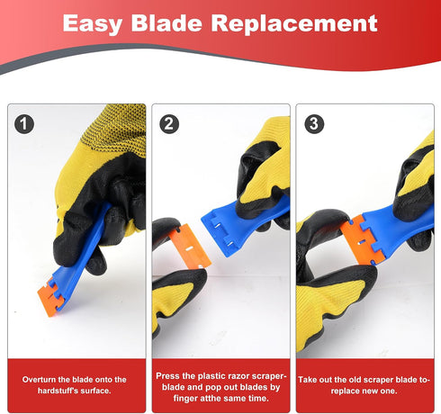 2 Razor Blade Scraper with Pcs Plastic Scraper, Scraper Tool for Cooktop, Oven, Stove, Labels Decal, Plastic Blades