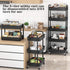 Sywhitta 5-Tier Plastic Rolling Utility Cart with Handle, Multi-Functional Storage Trolley for Office, Living Room,
