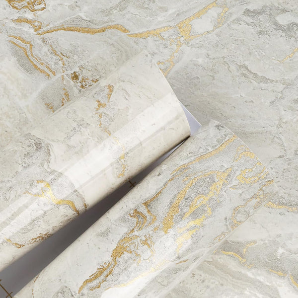 Glossy Marble Contact Paper 15.75"x78" for Kitchen Countertop, Waterproof Vinyl Wallpaper for Bathroom Cabinets