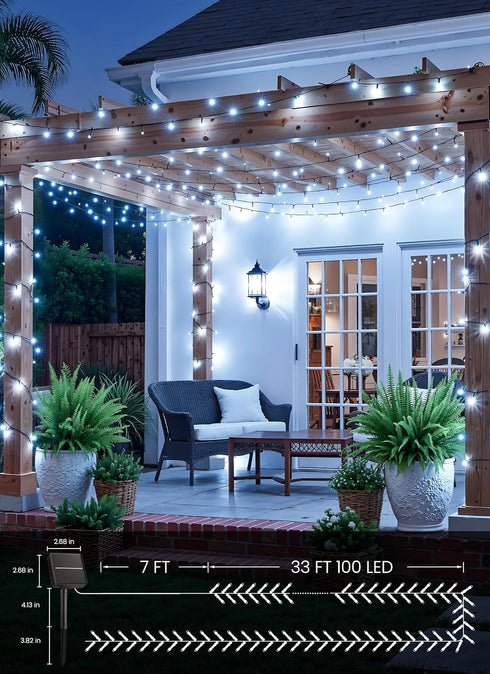 2 Pack 80FT 200 8 Brightown Solar String Lights Outdoor, Total LED Solar Powered String Lights Waterproof with Modes