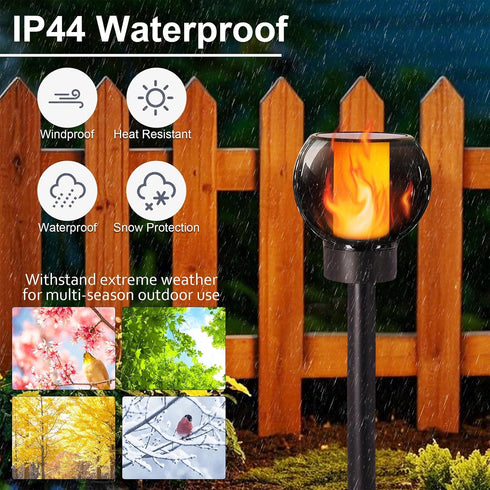 4 Pack Dynaming Solar Torch Lights Outdoor, Flickering Flame Christmas Pathway Solar Globe Lights, Auto On/Off Garden