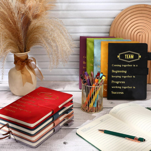 Glenmal 12 Sets Team Appreciation Gifts, A5 Leather Journals with Pen, Inspirational Gift for Teacher, Employee,