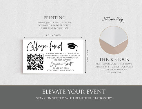 All Ewired Up Graduation QR Code Insert Card for Invitations, Personalized Graduation Party Insert, College Fund