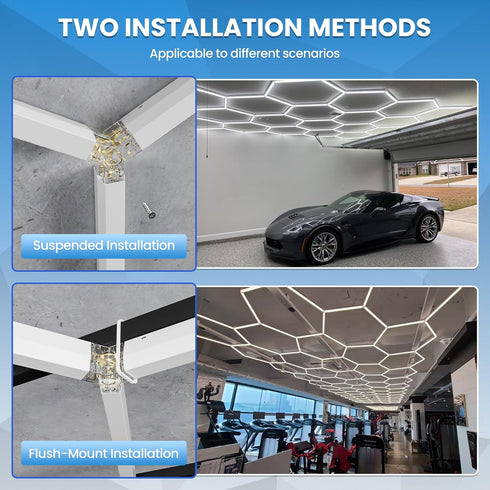 1-Pack 6500K, Hexagonal Garage Lights, Ultra-Bright Garage Ceiling LED Lights, Suitable for Gyms, Basements