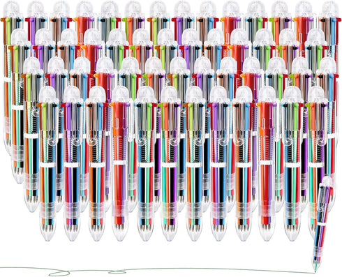 Enyeopd 100 Pack 6-in-1 Multicolor Ballpoint Pen, Retractable Rainbow Pens for Office School Supplies
