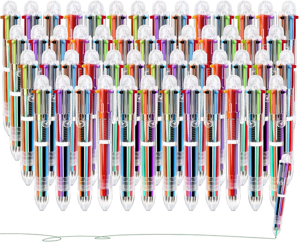 Enyeopd 100 Pack 6-in-1 Multicolor Ballpoint Pen, Retractable Rainbow Pens for Office School Supplies