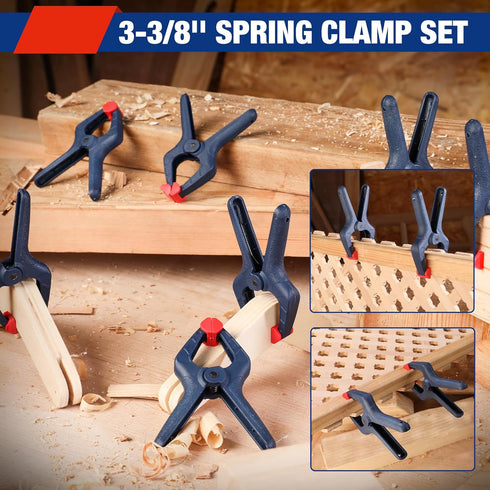 WORKPRO Spring Clamp Set, 16-Piece Nylon Spring Clamp with Adjustable Jaw Pads for DIY Projects