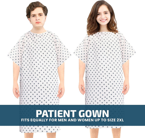 2XL Linteum Textile Supply Hospital Patient Gowns Cotton Blended Unisex Comfortable & Durable with Back Ties Fits Up