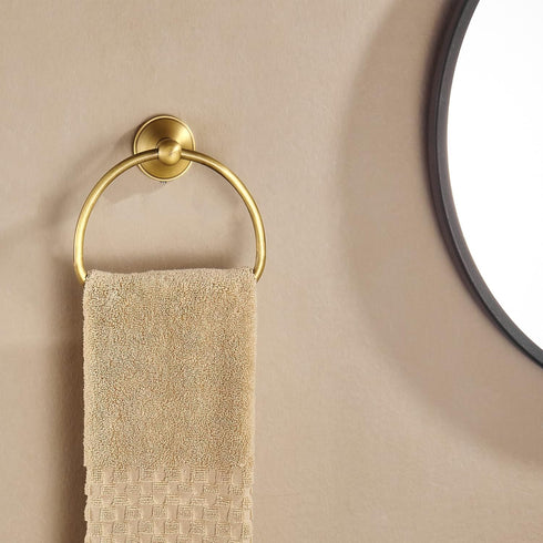 WOLIBEER Brass Towel Ring, Antique Hand Towel Holder Hanger, Round Bathroom Wall Mounted Accessories