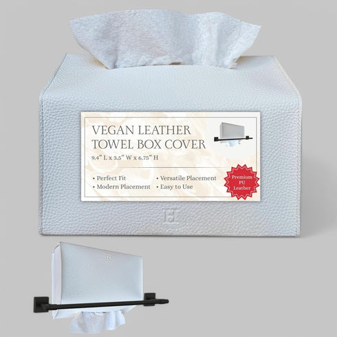 Hiranos Bazaar Hand Towel Box Cover Elegant PU Leather Holder Dispenser, for
