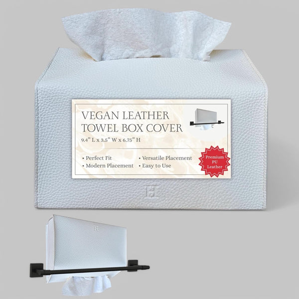 Hiranos Bazaar Hand Towel Box Cover Elegant PU Leather Holder Dispenser, for