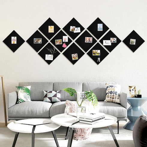 Large Cork Felt Board Tiles, 12 Pack, 47" x 35" Self Adhesive Cork Boards for Walls, Office, School Home Decor Display,
