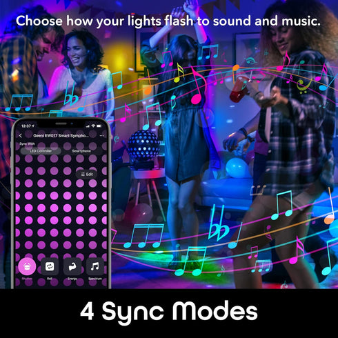 16.4 Geeni Prisma Symphony Smart LED Strip Lights, RGBIC Neon Color Changing WiFi Lights with App Remote Control