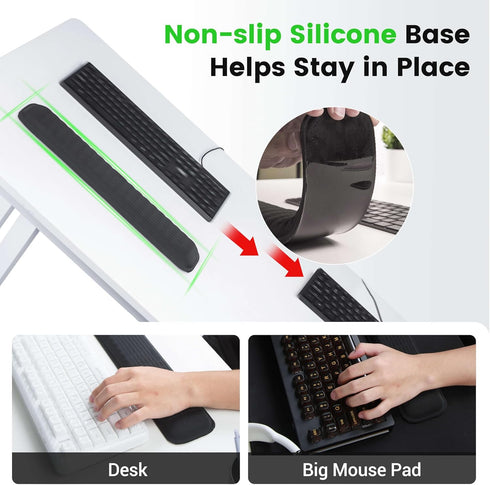 MEKASS Ergonomic Mouse Wrist Rest, Premium Memory Foam Support for Pain Relief, Classic Black