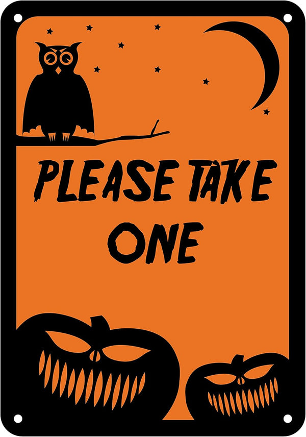 Reflective Aluminum Halloween Sign "Please Take One", 7" x 10" (HW-0367-RA)