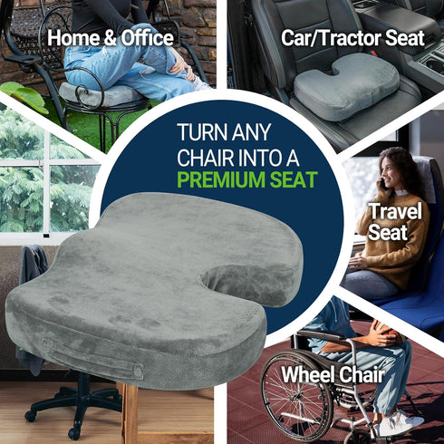 Gel Seat Cushion for Office Chair, Non-Slip Gel Memory Foam Coccyx Cushion for Tailbone Pain Relief, Desk Chair Car