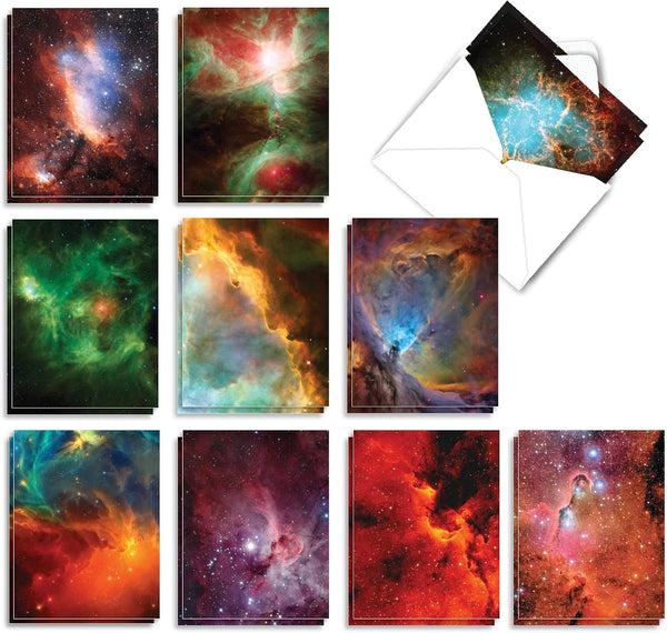 The Best Card Company 20 Blank Note Cards Boxed (4 x 5.12 Inch) - Fun Assorted Patterns (10 Designs, 2 Each)