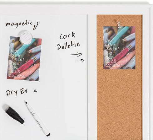 U Brands Combination Dry Erase Board, Minimal Deco Frame, Office Supplies, Includes Marker and Magnet, 17” x 23”