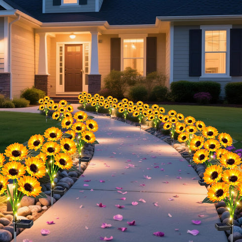 3 Pack 18 Solar Outdoor Lights Garden Decor, Solar Sunflower Lights, Waterproof Garden Decor Flower for Outside Yard