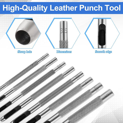 Skrfren Set (1.5mm-5mm) Set Sets Hollow Leather Hole Punch for Belts, Round Hole Punch Metal Hollow Holes Punching