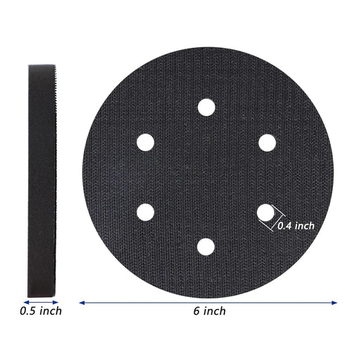 5 Pack 6 Inch 6 Interface Pads, Holes Hook and Loop Soft Density Sponge Cushion Buffer Backing Pad, Foam Sanding