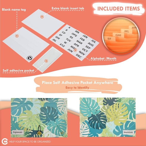 CNK File Folders Organizer - 13 Pockets Accordion Expanding Folder for Documents, Receipt Filing with Labels