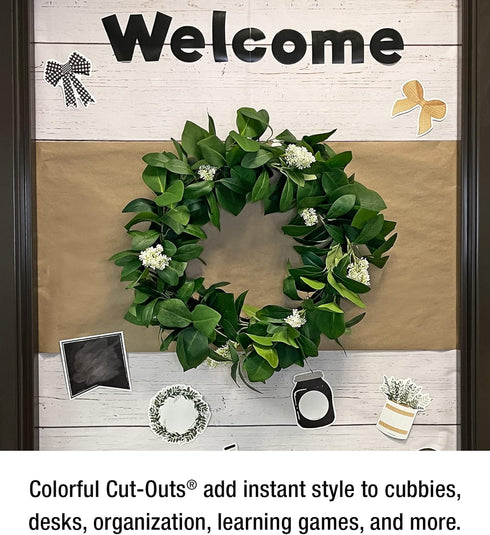 Carson Dellosa 150-Piece Modern Farmhouse Bulletin Board Cutouts, Mason Jar, Bows, and More for Classroom Décor