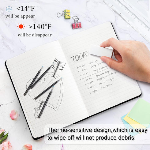 Vanstek 12 Black Erasable Gel Pen Refills, Compatible with FriXion & Friction Erasable Pens, Fine Point 0.7 mm