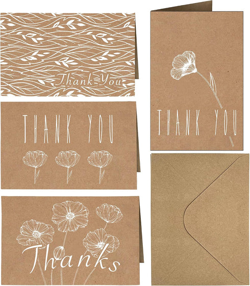 Purple Q Crafts 4x6 Thank You Cards 20 Pack Brown Craft Paper