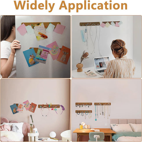 Felt Pin Board Bar Strips, Self-Adhesive Cork Board for Home Wall Decoration with 35 Push Pins