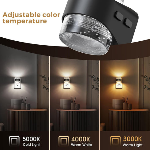 Wall,2 Pack 3000K/4000k/5000K Light,Dimmable L LOHAS LED Night Light, Bubble Night Lights Plug into Adjustable Color