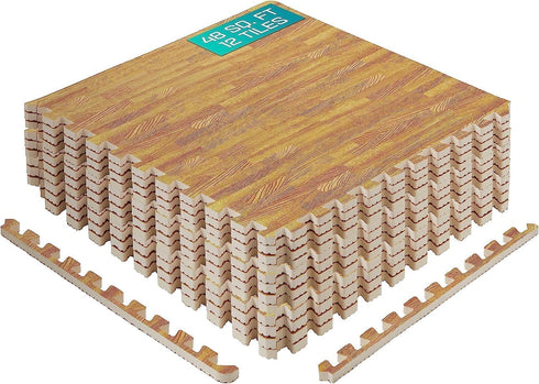 Yes4All EVA Interlocking Mats, Puzzle Floor Tiles, Foam Floor Padding with Border