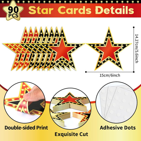 gisgfim 90PCS Movie Star Cardboard 6 Inch Red Carpet Awards Night Cutouts Movie Party Star Cutouts Classroom Bulletin Board Decorations Paper Star Cutouts Movie Party Supplies Classroom Wall Decor by gisgfim
