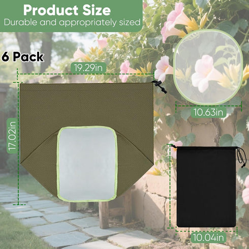 Tomotato 5-Gallon Bags6-Pack Filter with Anti-Slip Grip Buckets - Reusable All-Mesh Storage Bags with Top Opening