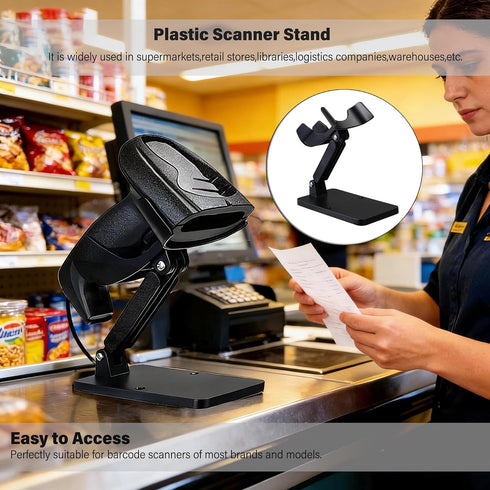 ORTREE Use,Black,Pack 1 Universal Plastic Scanner Holder,Adjustable Barcode Scanner Stand for Office and Retail Desk