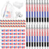 Qilery 150 Pcs Veterans Day Style American Flag Lapel Pins, Ballpoint Pen, Keychains, Thank You Card Gift Bag for 4th