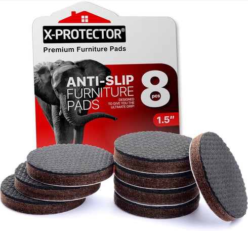 X-Protector Non Slip Furniture Pads - 8 PCS 1 1/2” Premium Self-Adhesive Rubber Feet for Furniture