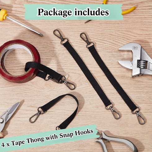 Electrical Tape Holder Strap with Snap Hooks for Belt and Tool Box, Black