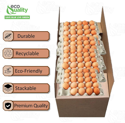 ECT32 30 Dozen 30 (15) Corrugated Export Egg Boxes with Handles - Fits Eggs - DZ Stock (NO EGGS)