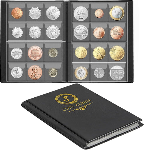 Uncle Paul Coin Album, Coin Holder Coin Collection Book for Penny/Nickel/Dime/One Pound/20 Pence/10 Pence, 120 Pockets